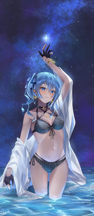 比基尼动漫女孩夜晚 — Galaxy Z Flip 壁纸
