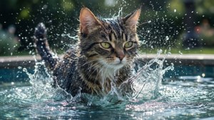 元素水系动漫猫咪在喷泉中玩耍。 — 动漫猫咪 壁纸