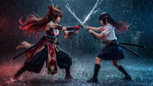 《Kill la Kill》中流子与皋月的动作壁纸 — 动漫情侣 壁纸