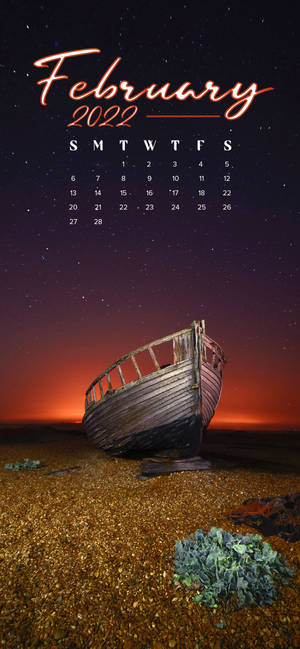海滩岸边二月2022日历壁纸 — iPhone 17 Pro 壁纸