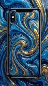 带有iPhone X的抽象液态壁纸。