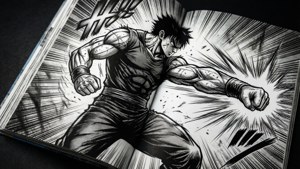 黑白漫画中充满张力的动态动作画面。 — 漫画动图 壁纸