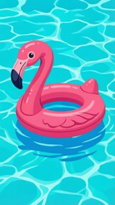 趣味矢量泳池浮圈壁纸，营造夏日氛围。