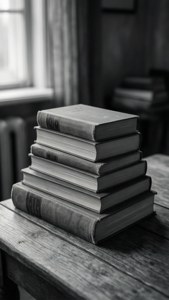 灰色美学风格的复古书籍堆叠 — 灰色美学 壁纸