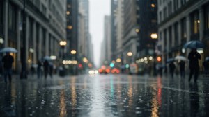 忧郁的灰色城市景观，雨水与倒影交织 — 灰色美学 壁纸