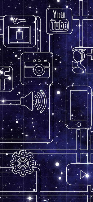 社交媒体几何线条 — iPhone Xs Max 壁纸