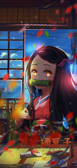祢豆子手机壁纸落叶飘落 — Galaxy S26 Ultra 壁纸
