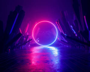 科幻霓虹月亮壁纸 — 霓虹月亮 壁纸