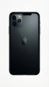 iPhone 11 Pro Max 的极简剪影插图，白色背景。