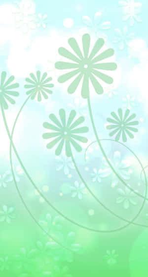 粉绿背景 — 花 壁纸