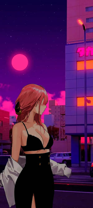 粉色坏女孩穿黑色服装 — 荣耀GT Pro 壁纸