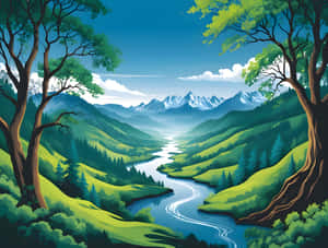 素描图片,素描艺术图片,素描图片,自然,自然4K,河流,河流景观,丘陵图片,丘陵景观 — 自然 4K 壁纸