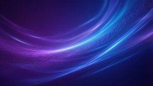 超宽屏抽象壁纸，呈现紫蓝渐变与光痕效果。