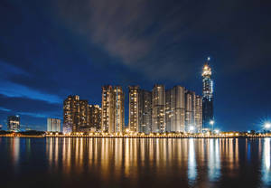 城市轮廓全景夜景壁纸