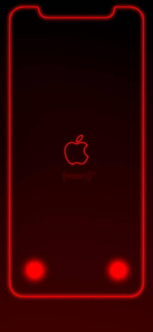 带有霓虹红边框的Apple标志iPhone XR壁纸 — iPhone Xr 壁纸