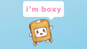 蓝色背景上的LankyBox Boxy — 可爱卡通 壁纸