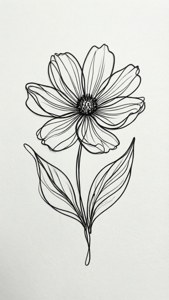白色背景上的简约黑色连续线条花朵。 — iPhone 5 壁纸