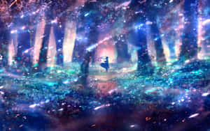 迷人动漫风景：水晶湖与樱花绽放 — 美丽动漫 壁纸