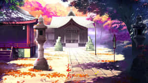 迷人动漫风景与樱花树 — 美丽动漫 壁纸