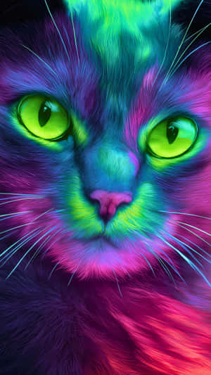 猫, 猫咪, 动物, 宠物, 鲜艳, 霓虹, 发光, 多彩, 彩虹色, 迷幻, 幻想, 梦境, 生动, 明亮, 电光, 抽象, 艺术, 数字, 特写, 肖像