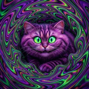 柴郡猫在迷幻色彩漩涡中。 — 柴郡猫 壁纸