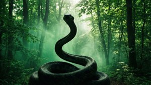翡翠森林中的蛇形剪影，营造自然灵感的斯莱特林美学。 — 斯莱特林美学 壁纸