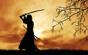 酷炫日本剪影 — 日本武士 壁纸