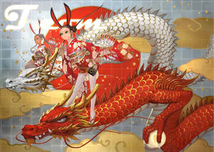 金色鳞片的日本龙艺术 — 日本龙 壁纸