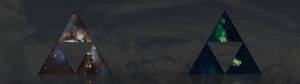 银河三力符号双屏壁纸 — 5120x1440 壁纸