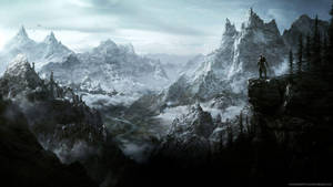骑士在雪中群山里的壁纸 — 1600x900 壁纸