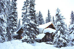 冬季屋顶和地面厚雪壁纸