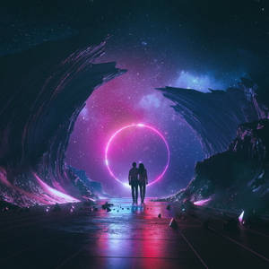 霓虹月之银河壁纸 — 霓虹月亮 壁纸