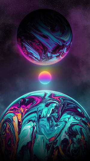 霓虹月亮与明亮星球壁纸 — 霓虹月亮 壁纸