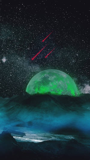 霓虹月亮与流星壁纸 — 霓虹月亮 壁纸