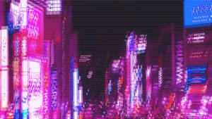 霓虹紫调都市夜景