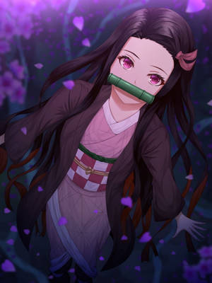 鬼灭之刃祢豆子可爱装扮 — 动漫恶魔 壁纸