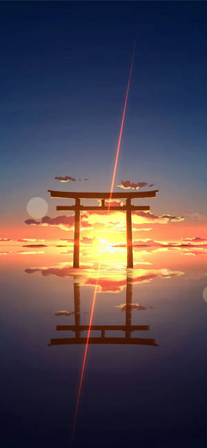 鸟居门日落地平线壁纸 — iPhone 18 壁纸
