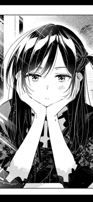 黑白漫画风格悲伤动漫女孩 — 黑白动漫 壁纸