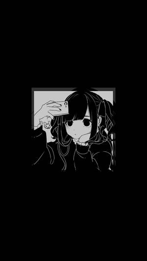 黑白简约悲伤动漫女孩 — 黑白动漫 壁纸