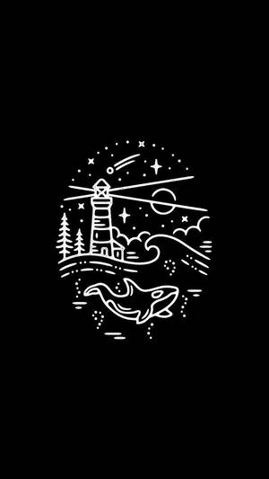 黑白美学灯塔涂鸦
