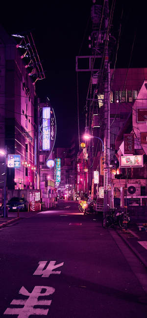 黑紫美学东京街头 — Galaxy S24 FE 壁纸