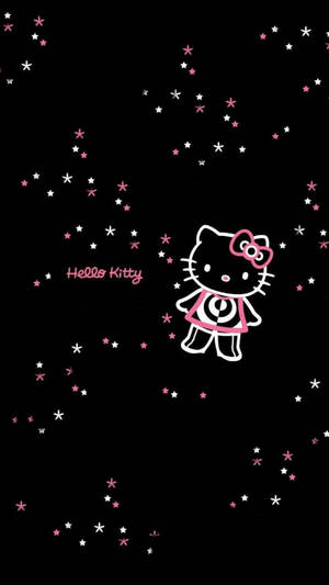 黑色凯蒂猫与星星 — 黑色Hello Kitty 壁纸