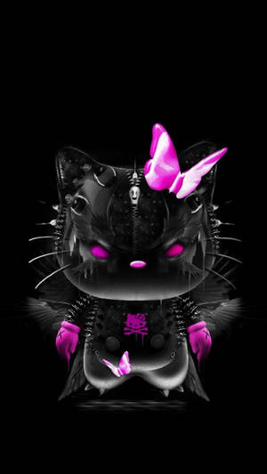 黑色暗黑装扮凯蒂猫 — 黑色Hello Kitty 壁纸