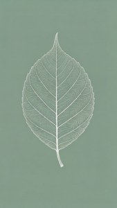 鼠尾绿背景上的白色叶片轮廓。 — 简约 壁纸