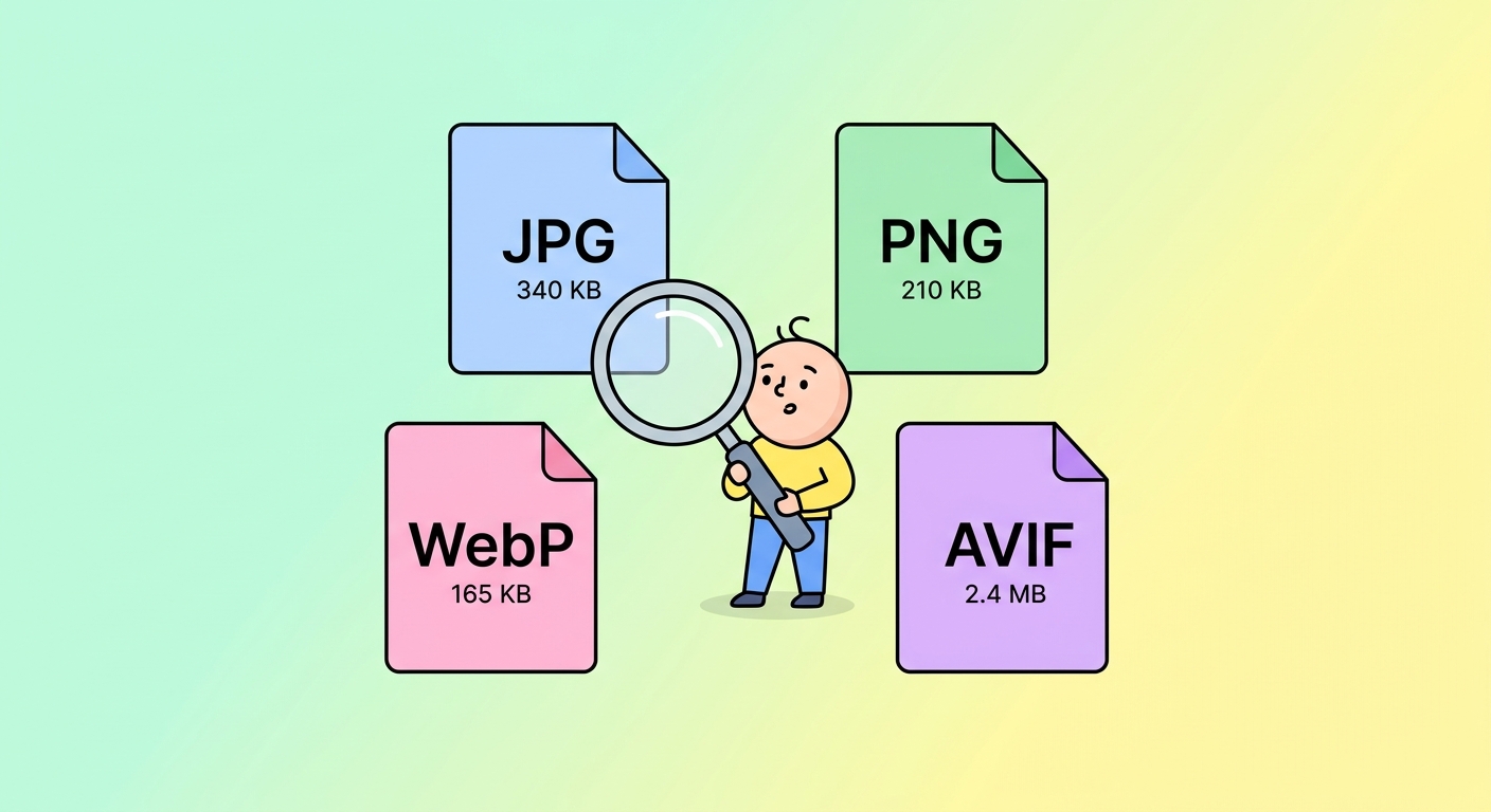 图片格式速查表 — JPG vs PNG vs WebP vs AVIF